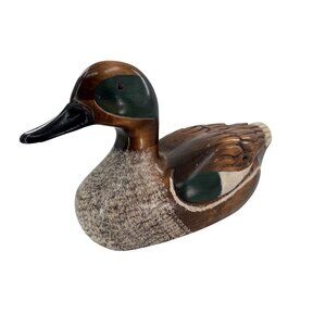 Hand-Carved Wooden Duck Decoy Signed By Leo Koppy 14” long